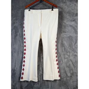 DEREK LAM CROSBY Pants Womens 18 39x26  Embroidered Stripe Low Rise Wide Crop